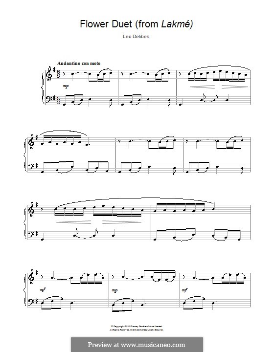 The Flower Duet: Facil para o piano by Léo Delibes
