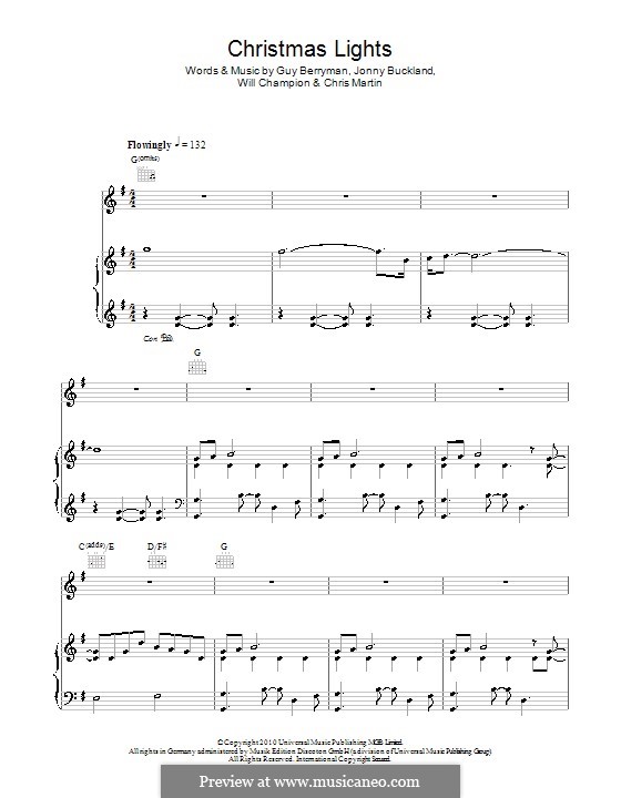 Christmas Lights (Coldplay): Para vocais e piano (ou Guitarra) by Chris Martin, Guy Berryman, Jonny Buckland, Will Champion