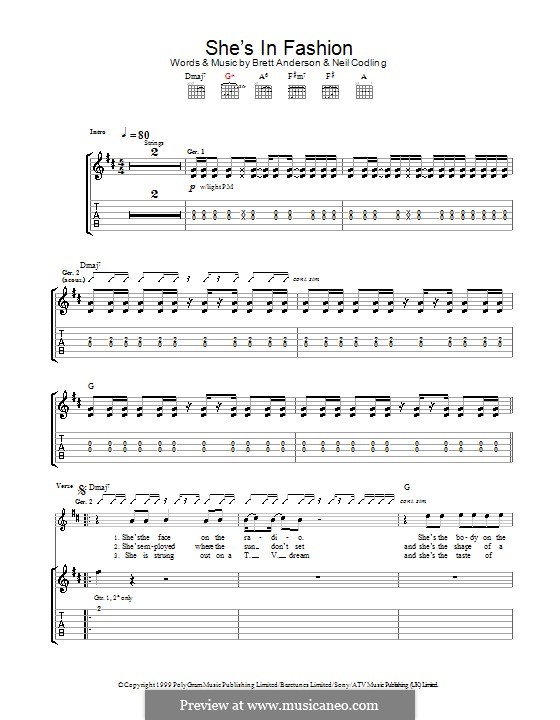 She's in Fashion (Suede): Para guitarra com guia by Brett Anderson, Neil Codling