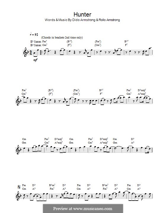 Hunter (Dido): para saxofone by Dido Armstrong, Rollo Armstrong