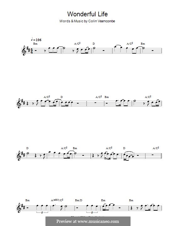 Wonderful Life (Black): para flauta by Colin Vearncombe