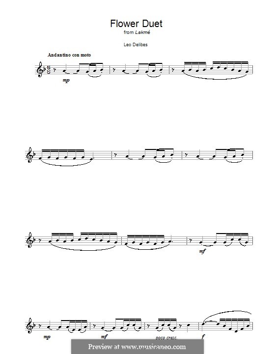 The Flower Duet: para clarinete by Léo Delibes