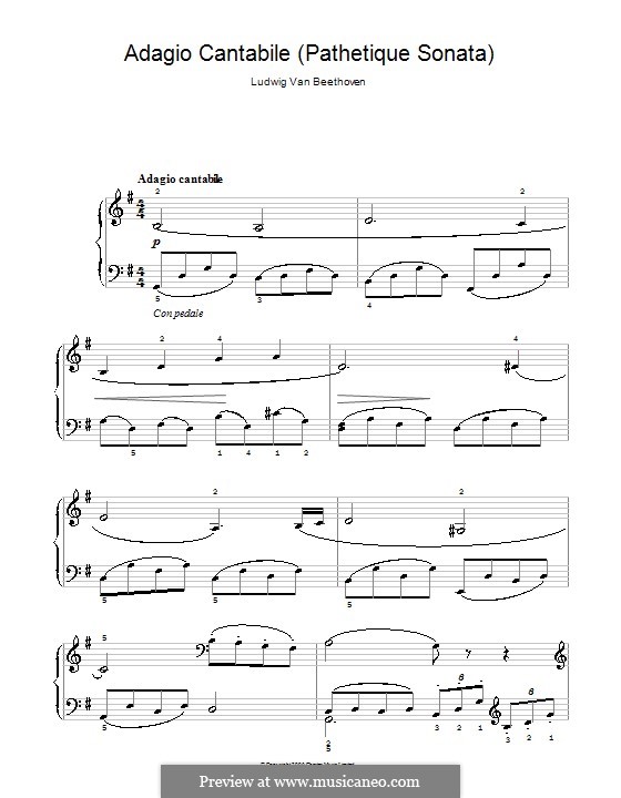 Movement II (Printable scores): versão facil para piano by Ludwig van Beethoven