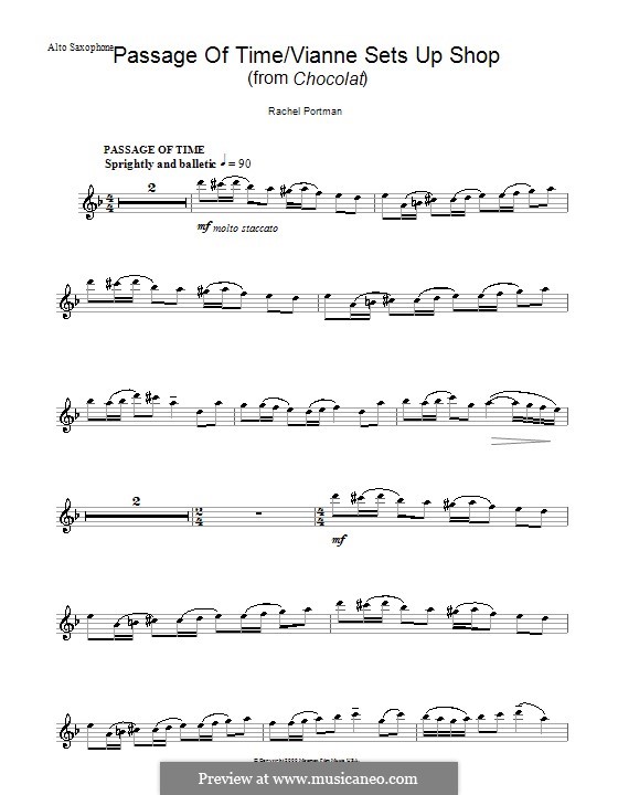 Passage of Time/Vianne Sets Up Shop (from Chocolat): para Saxofone Alto by Rachel Portman