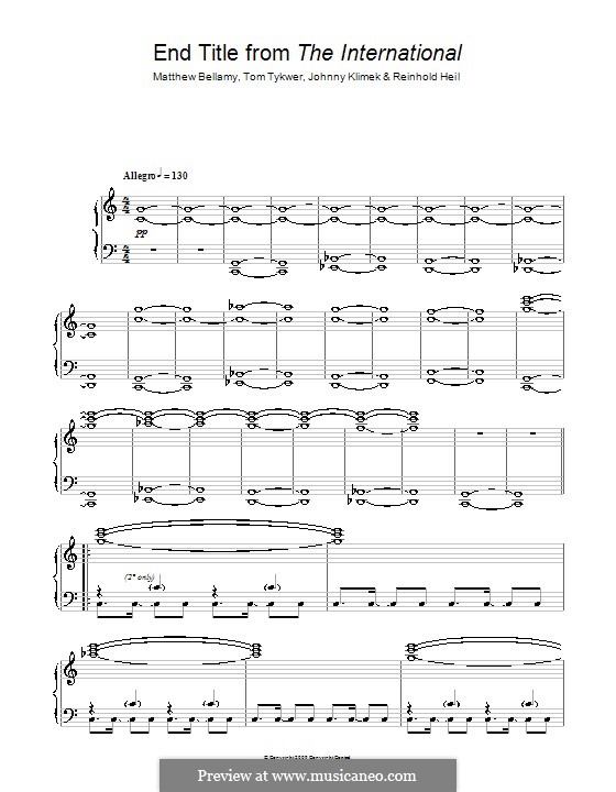 End Title (from The International): Para Piano by Johnny Klimek, Matthew Bellamy, Reinhold Heil, Tom Tykwer