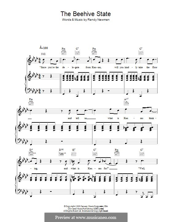 The Beehive State: Para vocais e piano (ou Guitarra) by Randy Newman