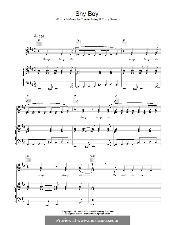 Shy Boy (Bananarama): Para vocais e piano (ou Guitarra) by Steve Jolley, Tony Swain