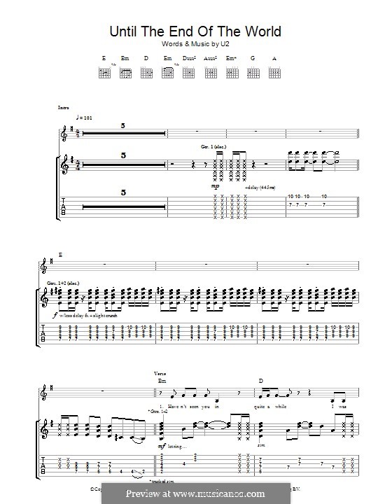 Until the End of the World: Para guitarra com guia by U2