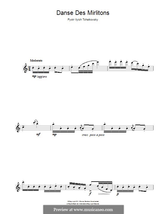 No.7 Dance of the Mirlitons: para flauta by Pyotr Tchaikovsky