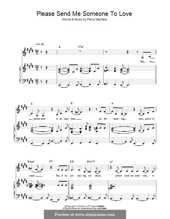 Please Send Me Someone to Love: Para vocais e piano by Percy Mayfield