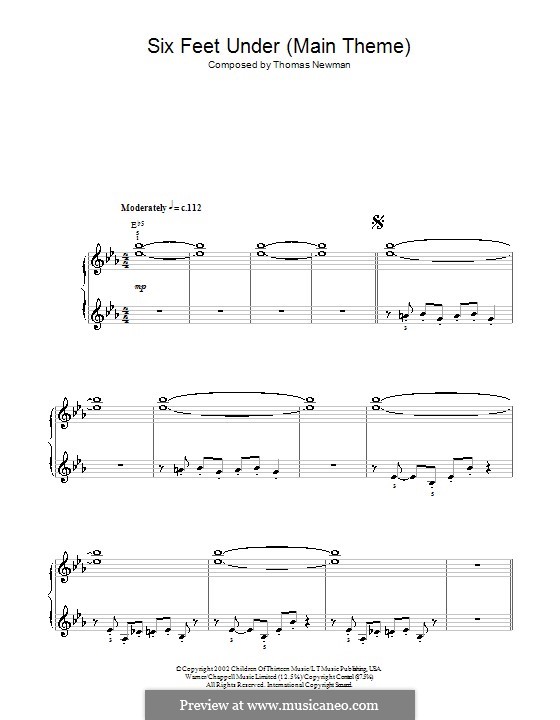 Theme from Six Feet Under: Facil para o piano by Thomas Newman