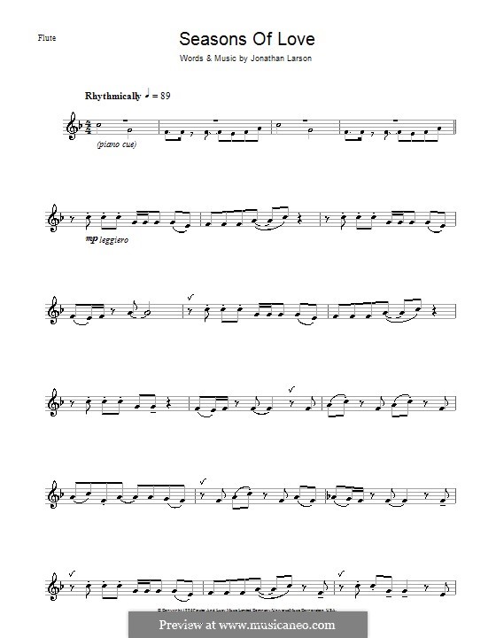 Seasons of Love (from Rent): para flauta by Jonathan Larson