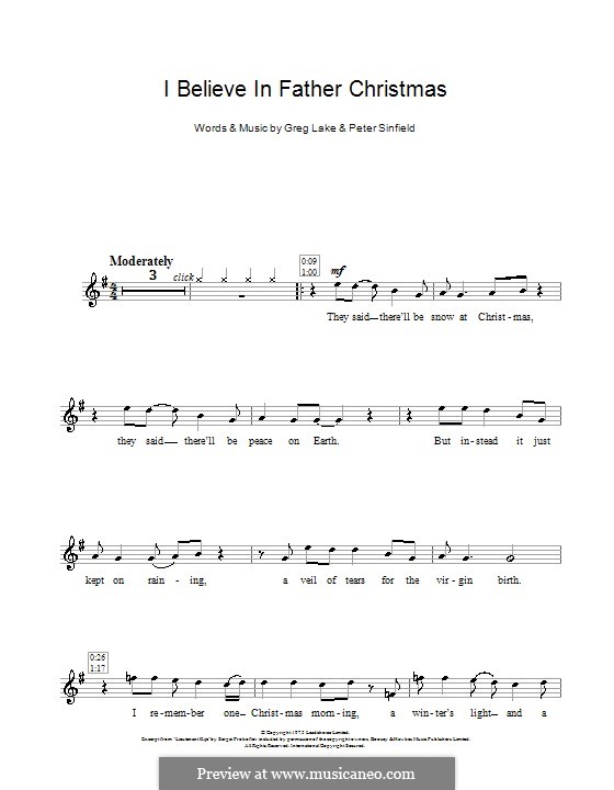 I Believe in Father Christmas (Emerson, Lake & Palmer): para flauta by Greg Lake