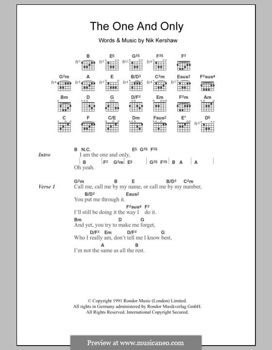 The One and Only (Chesney Hawkes): Letras e Acordes by Nik Kershaw