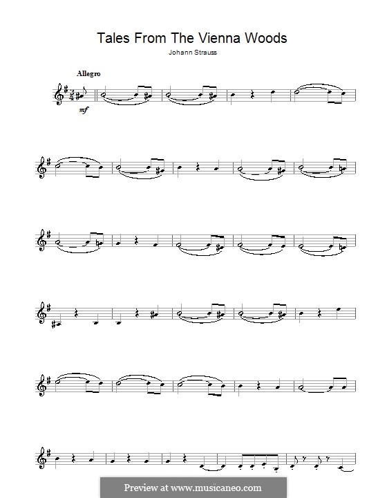 Tales from the Vienna Woods, Op.325: para clarinete by Johann Strauss (Sohn)