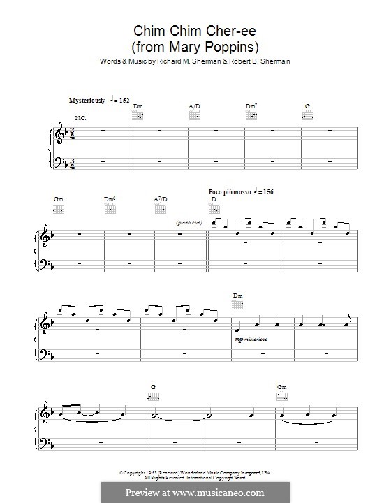Chim Chim Cher-ee (from Mary Poppins), for Piano: para um único musico (Editado por H. Bulow) by Richard M. Sherman, Robert B. Sherman
