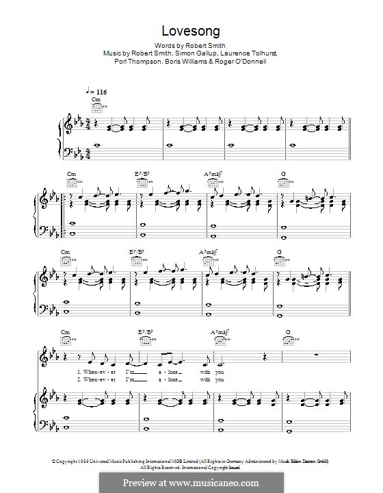 Lovesong (Adele): Para vocais e piano (ou Guitarra) by Boris Williams, Laurence Tolhurst, Porl Thompson, Robert Gary Smith, Roger O'Donnell, Simon Gallup