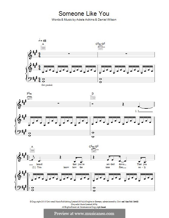 Someone Like You: Para vocais e piano (ou Guitarra) by Adele, Daniel Wilson