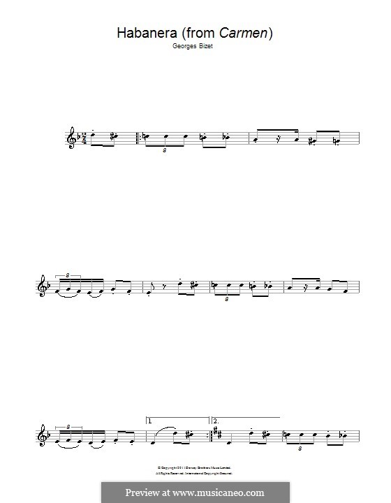 Habanera (Printable Scores): para flauta by Georges Bizet