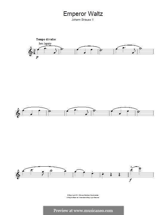 Emperor Waltz, Op.437: para flauta by Johann Strauss (Sohn)