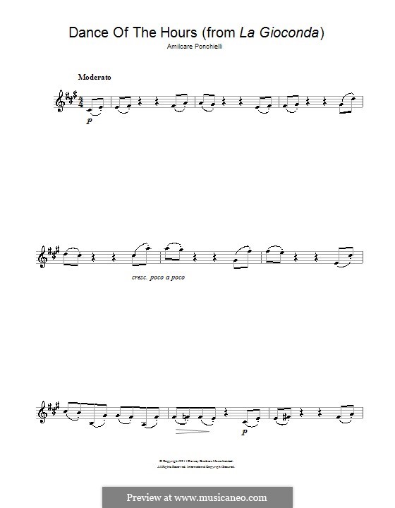 Dance of the Hours: para clarinete by Amilcare Ponchielli