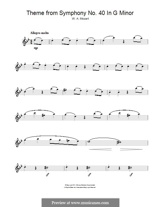 Movement I: Theme, for flute by Wolfgang Amadeus Mozart