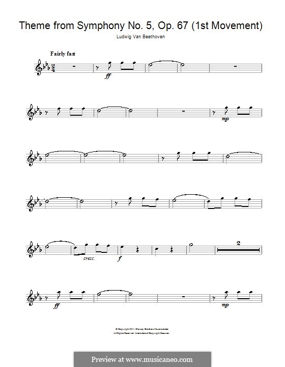 Movement I (Excerpt): para flauta by Ludwig van Beethoven