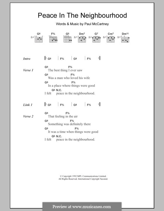 Peace in the Neighbourhood: Letras e Acordes by Paul McCartney