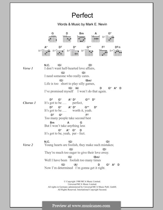 Perfect (Fairground Attraction): Letras e Acordes by Mark E. Nevin