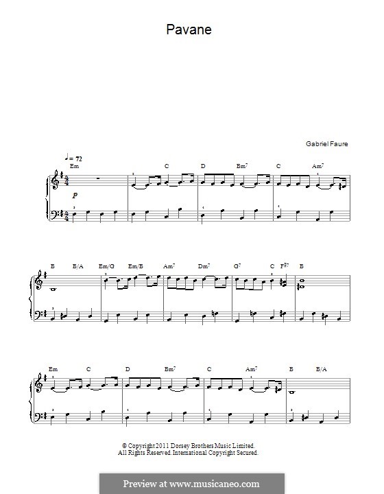 Pavane, Op.50: Facil para o piano by Gabriel Fauré