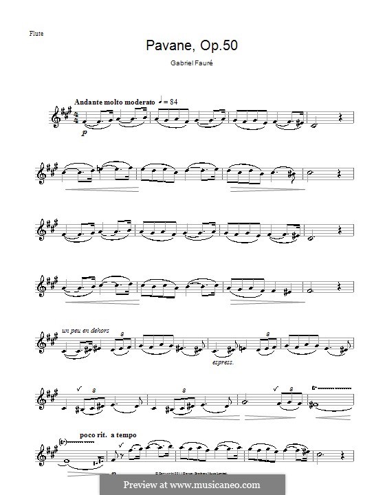 Pavane, Op.50: para flauta by Gabriel Fauré
