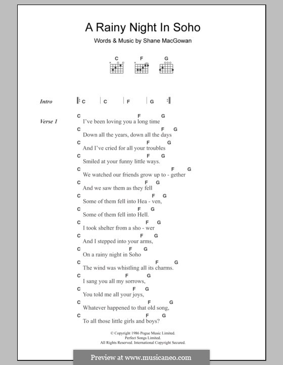 A Rainy Night in Soho (The Pogues): Letras e Acordes by Shane MacGowan