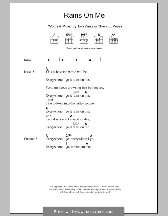Rains on Me por C.E. Weiss, T. Waits Partituras on músicaNeo