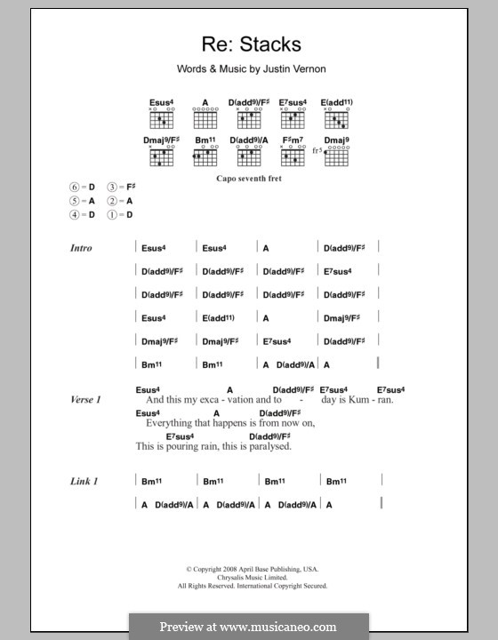 Re: Stacks (Bon Iver): Letras e Acordes by Justin Vernon