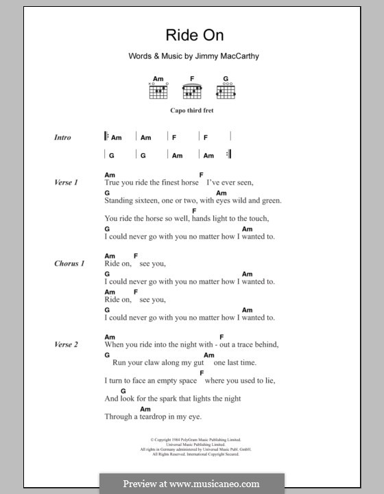 Ride On (Christy Moore): Letras e Acordes by Jimmy MacCarthy