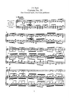 Der Himmel lacht! Die Erde jubilieret, BWV 31: arranjos para vozes e piano by Johann Sebastian Bach