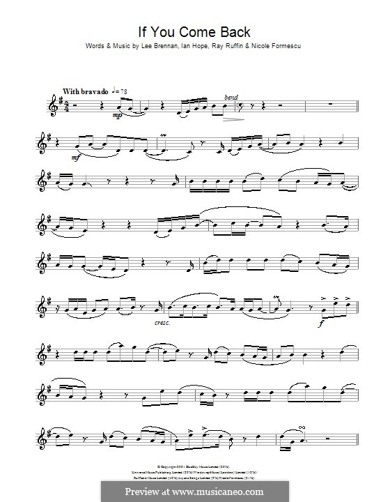 If You Come Back (Blue): para Saxofone Alto by Ian Hope, Lee Brennan, Nicole Formescu, Ray Ruffin