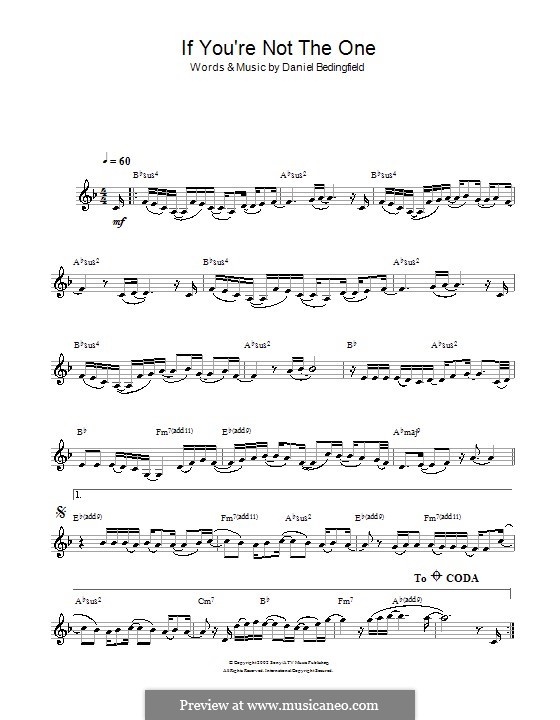 If You're Not The One: para clarinete by Daniel Bedingfield