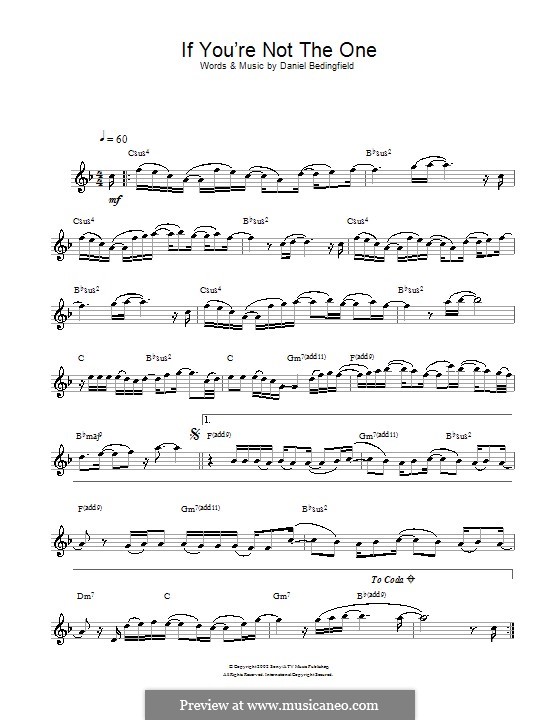 If You're Not The One: para Saxofone Alto by Daniel Bedingfield