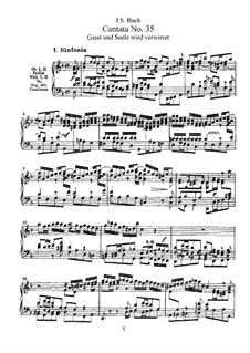 Geist und Seele wird verwirret, BWV 35: arranjos para voz e piano by Johann Sebastian Bach