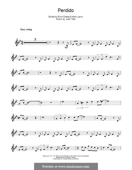 Perdido (Duke Ellington): para saxofone tenor by Juan Tizol