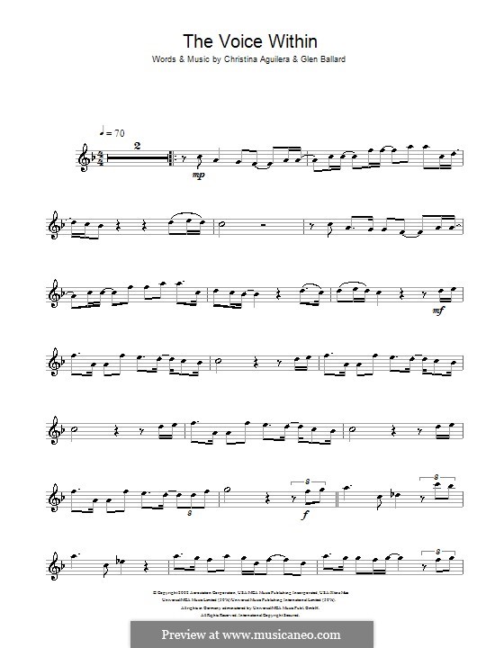 The Voice Within: para flauta by Christina Aguilera, Glen Ballard