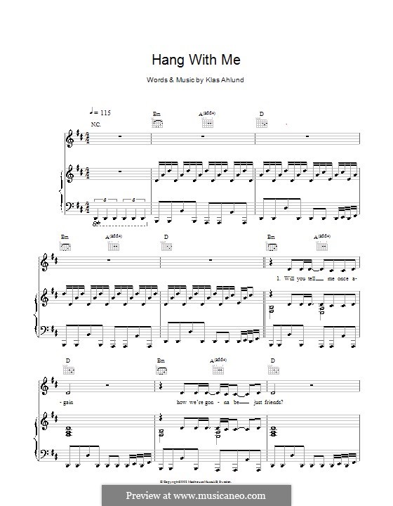 Hang with Me (Robyn): Para vocais e piano (ou Guitarra) by Klas Ahlund