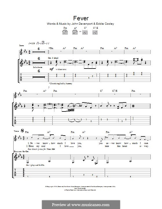 Fever: For guitar with tab (Eva Cassidy) by Eddie Cooley, John Davenport