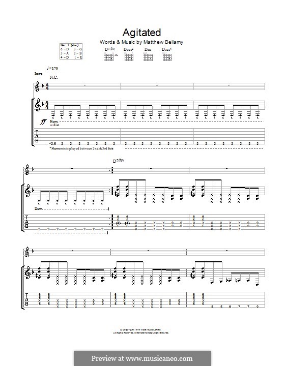 Agitated (Muse): Para guitarra com guia by Matthew Bellamy
