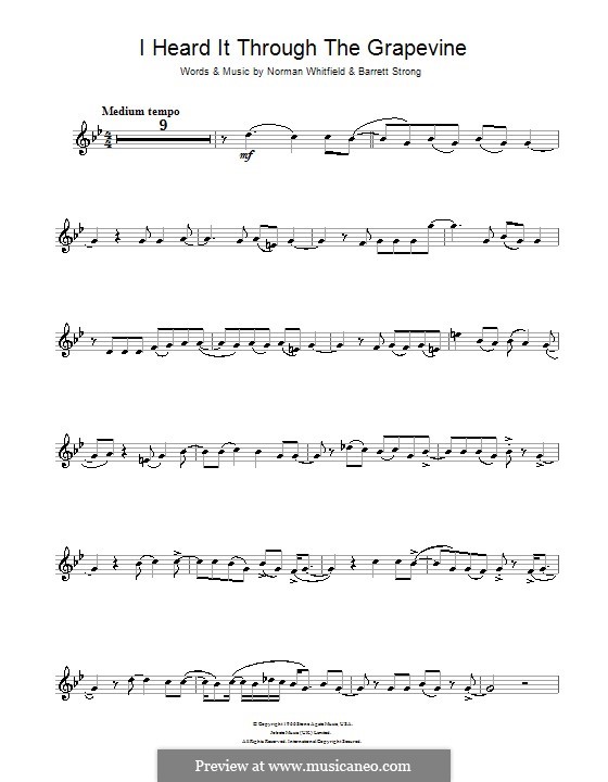 I Heard it Through the Grapevine: For clarinet (Marvin Gaye) by Barrett Strong, Norman J. Whitfield