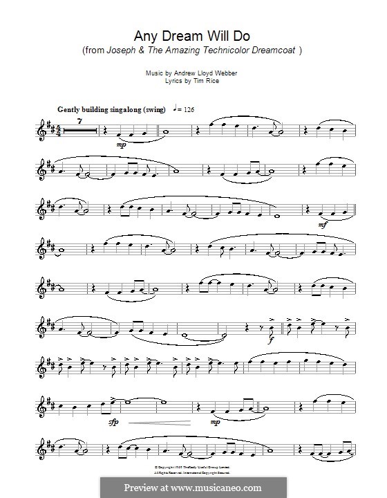 Any Dream Will Do: para saxofone tenor by Andrew Lloyd Webber