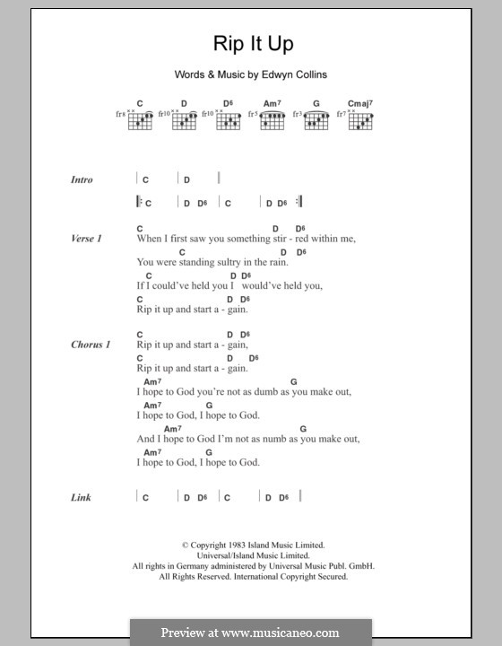 Rip It Up: Letras e Acordes by Edwyn Collins