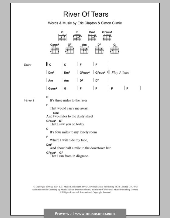 River of Tears: Letras e Acordes by Eric Clapton, Simon Climie