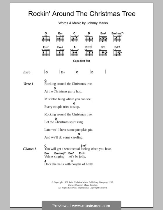 Rockin' Around the Christmas Tree: Letras e Acordes by Johnny Marks